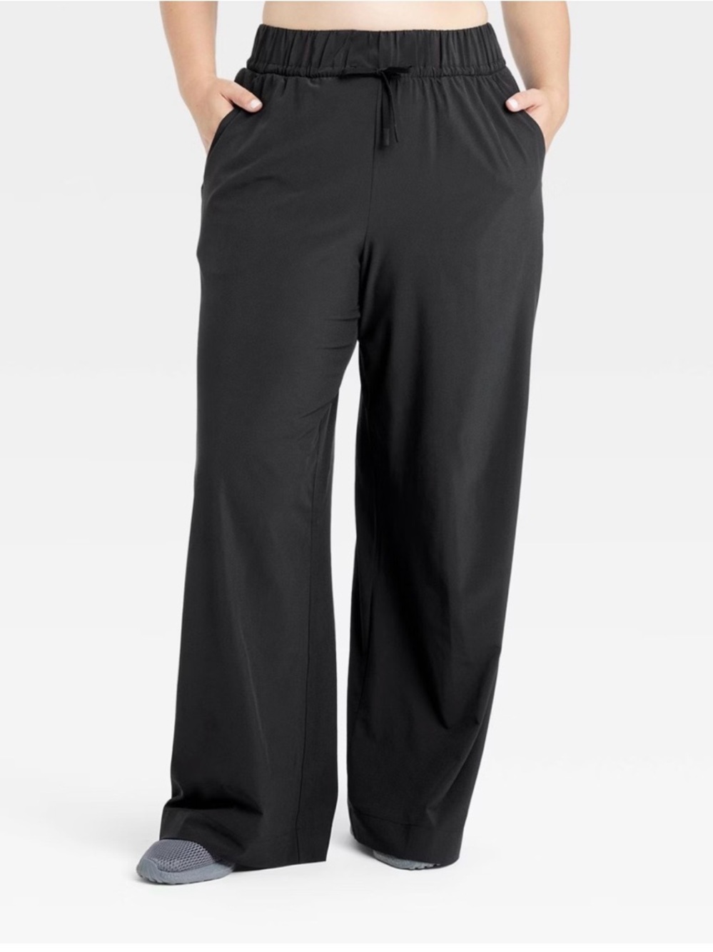 All in Motion Women's High-Rise Wide-Leg Sweatpants, Black, Size XS